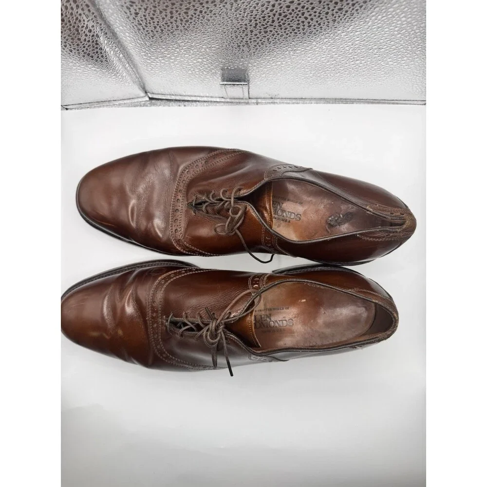 Vintage Allen Edmonds Polo Saddle Oxford Brown 10.5D USA Re-Soled Leather Shoes
